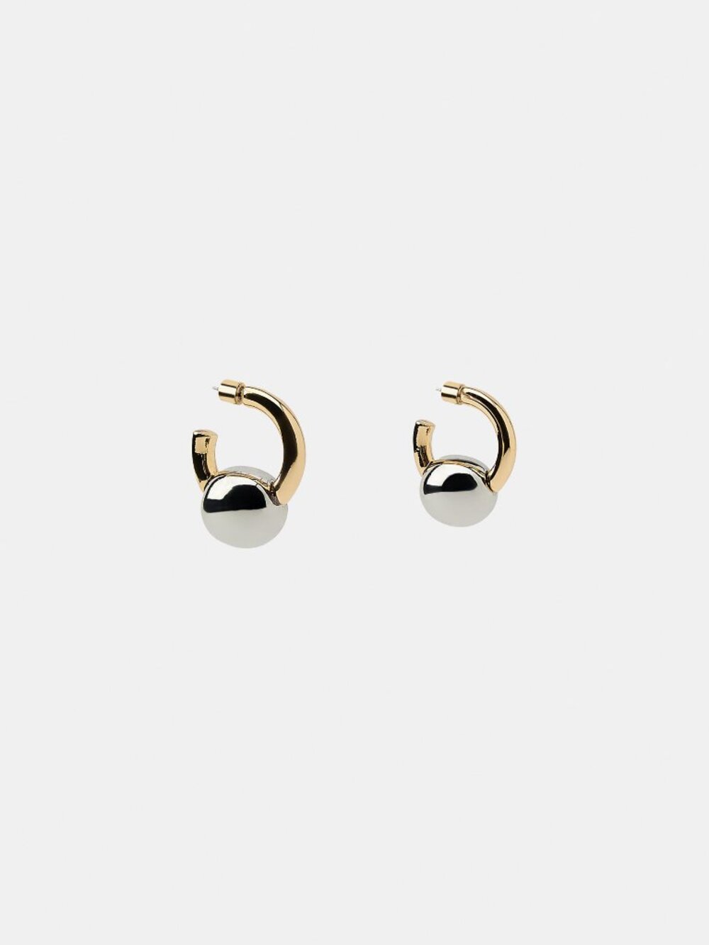 Zara gold Hoops with Silver Sphere Accent